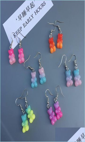 

dangle chandelier gummy bear earrings double color fashion ear pendants jewelry accessories interest resin earring cute jewelshops7170086, Silver