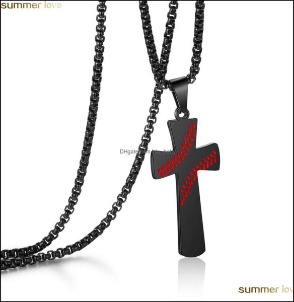 

pendant necklaces pendants jewelry stainless steel baseball cross necklace for women and men bible verse christian religion gift d2315051, Silver