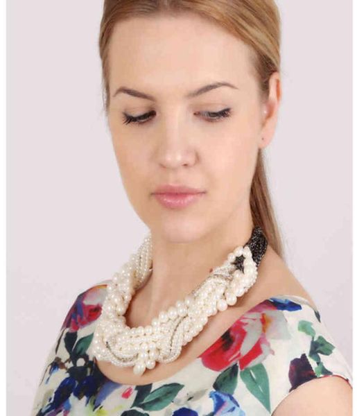 

multiple layer string faux choker statement beaded necklaces fashion pearl necklace jewelry christmas gift6406192, Silver
