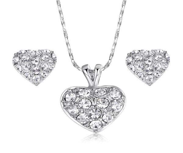 

yoursfs 6 pcsset fashion jewelry 18k gold plated silver love heart earring necklace set woman anniversary gift8157767, Black