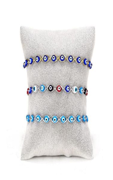 

beautiful evileye link chain bracelets multicolor silver color turkish eye enamel jewelry gifts for women girls8291982, Black