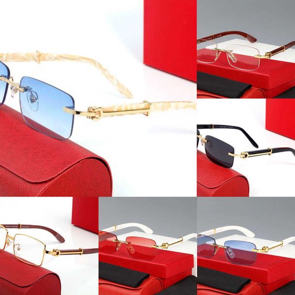 

man carti glasses designer sunglasses women fashion frameless rectangle coating buffalo horn sunglass uv400 evidence eyeglass wooden mens ey, White;black