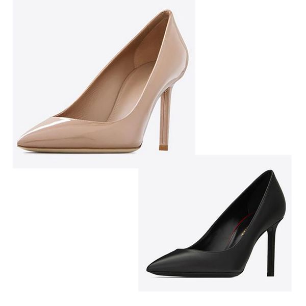 

fashion women pointed toe sandals anja 85 mm pumps in matte patent leather italy catwalk nude black designer evening dress gift sandal women