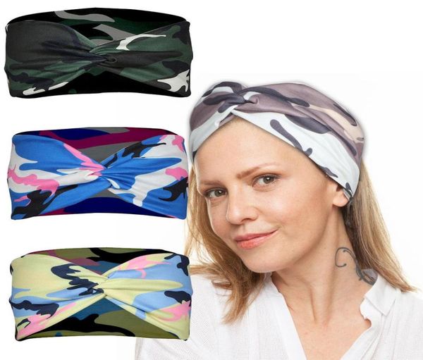 

6 colors women yoga headbands digital camo printed fitness casual cross knot headscarf outdoor sport hairband4102585, Silver