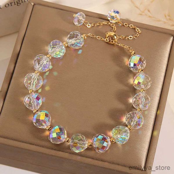 

charm bracelets fashion colorful crystal bracelet new shiny stone beads rope chain strand bracelets for women party, Golden;silver