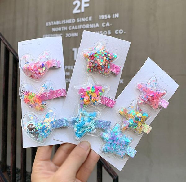 

2020 new sequin quicksand princess hairpin girls children kids hair clips barrettes accessories hair ornament hairclip headdress1555088, Slivery;white