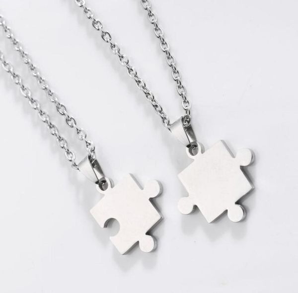 

stainless steel silver color pendant necklaces love heart jewelry with chain for men women couple lovers6808249