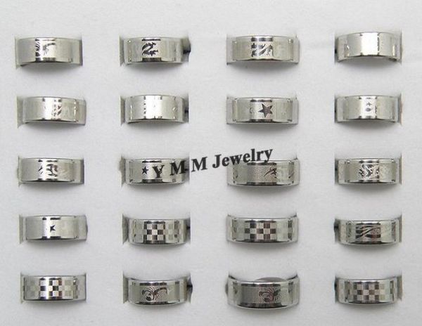 

mixed size stainless steel ring 50pcs fashion men039s ring for gift 4355173, Silver