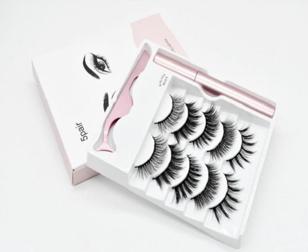 

5 pairs magnetic false eyelashes eyeliner set magnetic eyeliner tweezers 5 mixed magnetic eyelashes drop ship 1set3082388