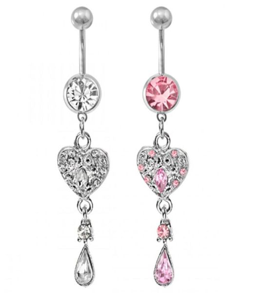 

d0349 4 colors heart style navel rings belly button body piercing jewelry dangle accessories fashion charms10pcslot jfb7212121271, Silver