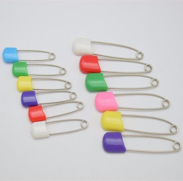 

100pcs 40mm 55mm baby diaper pins colorful plastic safety head whole lot2085326, Silver