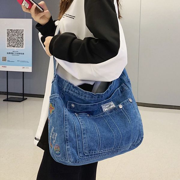 

evening bags multi pocket women's shoulder bag jeans soft portable women's fashion handbag laundry denim casual women's cross
