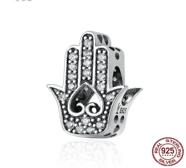 

europe america 925 sterling silver charm love heart hand of fatima charm bead fits bracelet diy for women jewelry accessories1145788, Bronze;silver