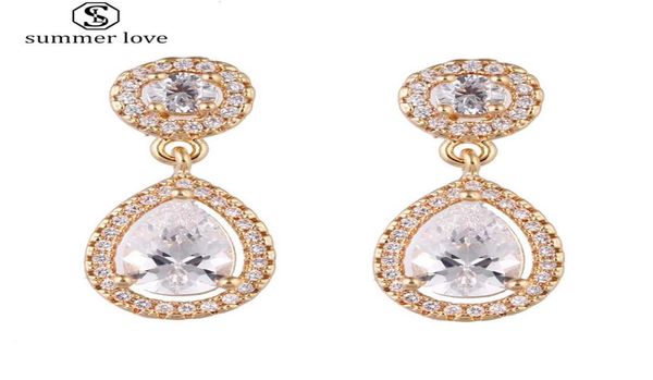

cubic zirconia waterdrop dangle earring for women girl elegant clear zircon silver gold drop earring wedding party je5109581