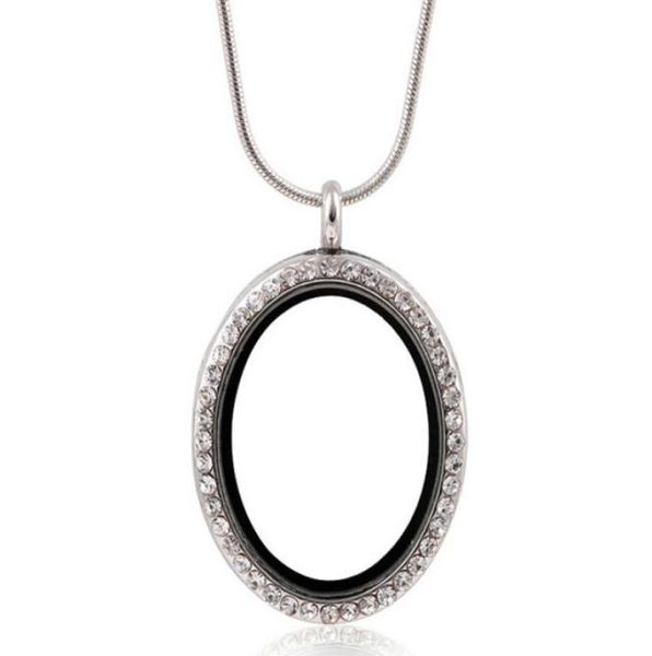 

3226mm round magnetic glass floating charms living locket with rhinestone fine stainless steel jewelry different colors3251972, Silver