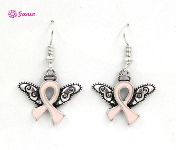 

new arrival breast cancer awareness jewelry breast cancer pink ribbon angel wings earrings jewelry bijoux7596014, Silver