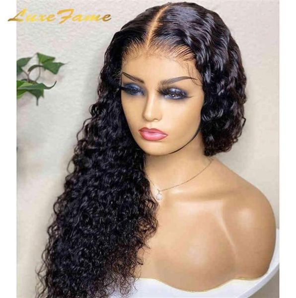 

wholale 50 inch transparent lace wig for black women lacefront deep wave wig human hair swiss 13x4 13x6 hd lace frontal wig264z7693973, Golden;white