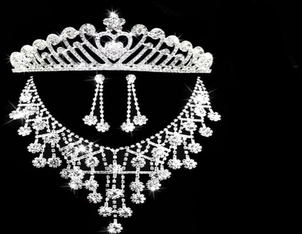 

amandabridal silver rhinestones party christmas gift bling wedding accessories bridal jewelry sets hair headdress diamond necklace3429204, White
