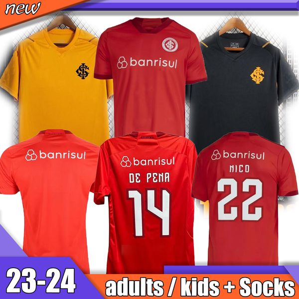 

23/24 wesley internacional soccer jerseys taison edenilson d'alessandro liziero 2023 2024 bustos gabriel black excellence third footbal, Black;yellow