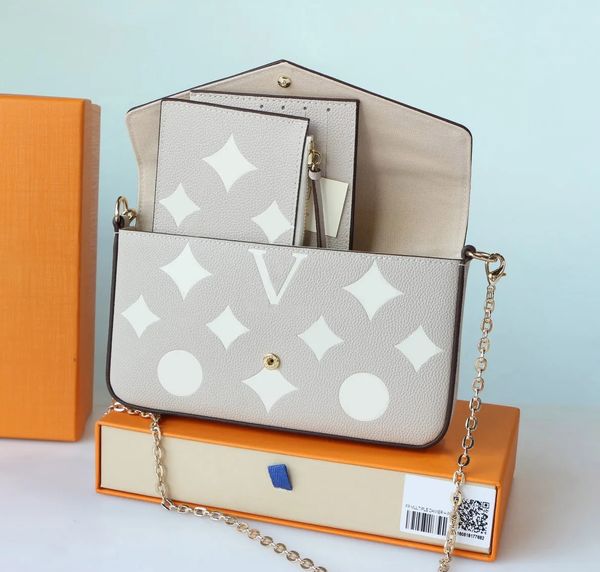 

luxury designer 3pcs set pochette felicie chain bag accessories women bags handbags crossbody leather purse fashion shoulder the tote bag wa