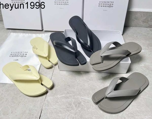 

35-44 women men size slippers rubber sides flip flops luxury designer summer flat toe clipped herringbone slipper masions margiela thong san, Black