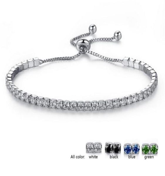

wedding crystal adjustable link chain bracelet bangles for women zirconia white gold color romantic charm bracelets jewelry1222816, Black