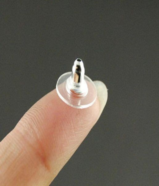 

200 pcs earring back ser silver plated 11mm round earnuts a5299441766, White