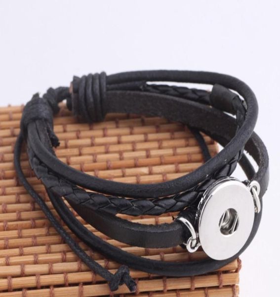 

silver plated brown or black leather snap bracelets fit snaps snap buttons giger snap jewelry8602853, Golden;silver