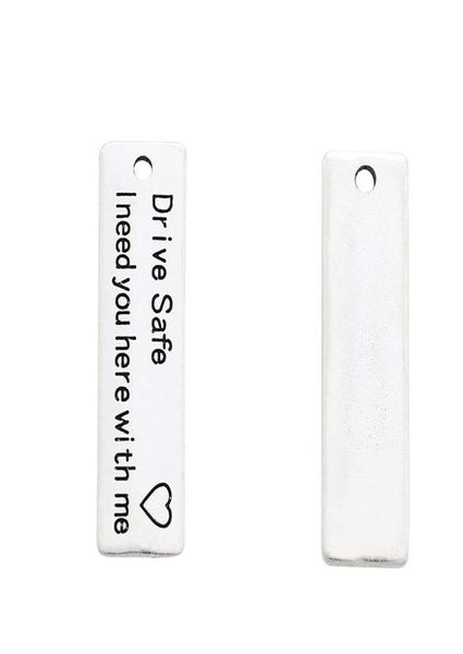 

2021 100pcslot antique silver quotdrive safei need you here with mequot inspiration charm pendant 10x35mm1328918, Bronze;silver