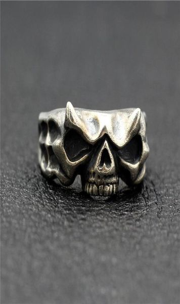 

cluster rings men039s retro handmade skull ring cute grim reaper gothic plaid punk motorcycle jewelry2468883, Golden;silver
