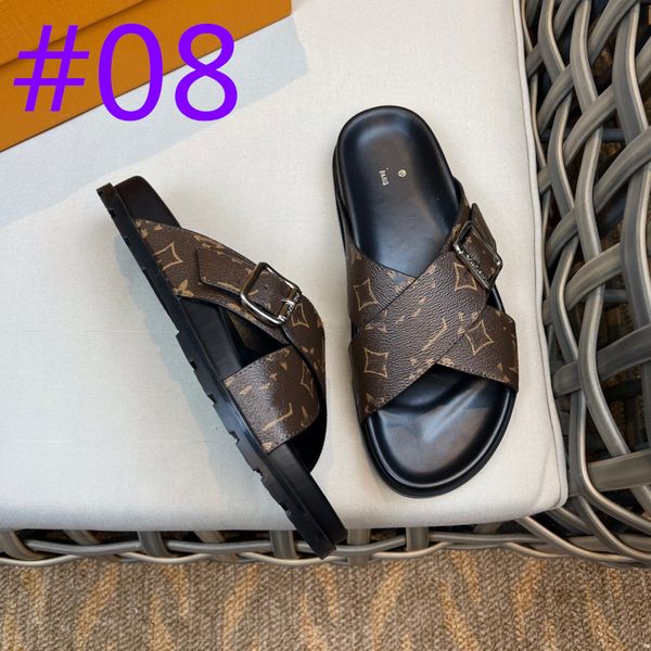 

30model fashion luxurious men slippers sandals male men outside summer flip flops designer alphabet shoes non-slip thick soled, Black