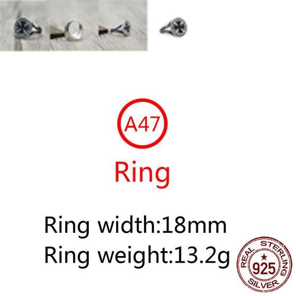 

a47 s925 sterling silver ring fashion retro personality cross flower letter net red versatile punk style jewelry gift for lover