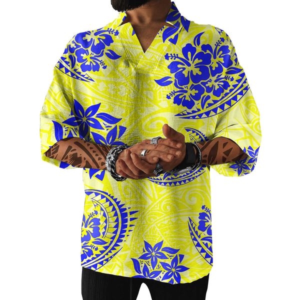 

green plumeria print vneck oversized t shirt polynesian samoan tradition pattern summer t shirt sport for men drg, White;black