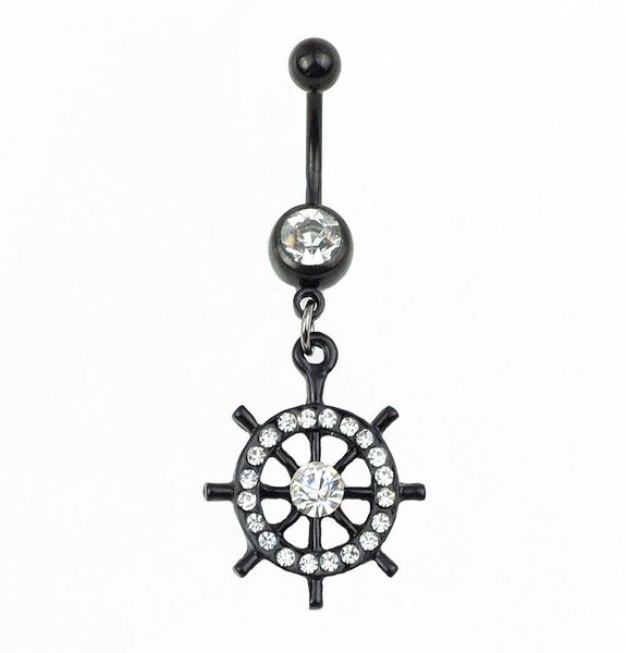 

alloy diamond rudder belly button ring belly button nail piercing jewelry9349532, Silver