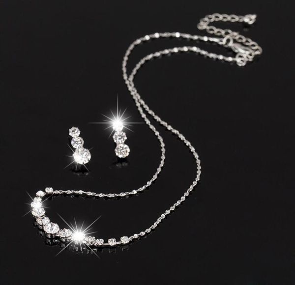 

fashion austria crystal earrings necklaces bridal jewelry sets christmas gift dress wedding accessories jewellery the bride jewelr9517080, Silver