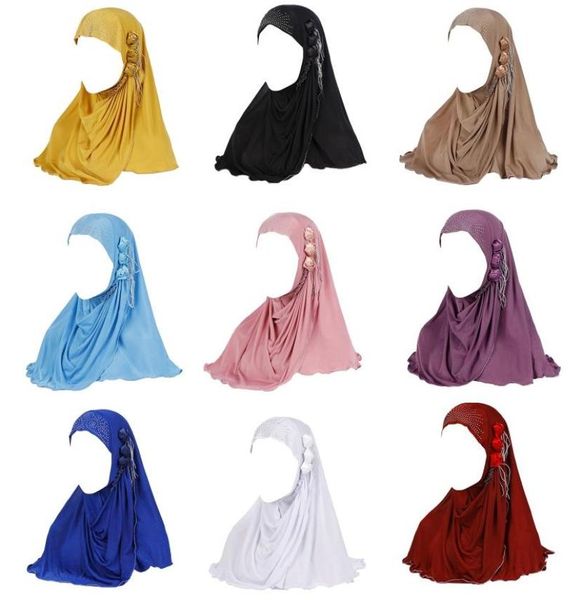 

women muslim hijab cap long head scarf wrap silk flower tassels turban hat m7dd5742540, Blue;gray