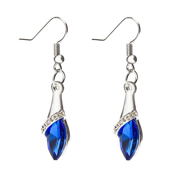 

new exquisite bright blue crystal earrings multi color water drop earrings fashion elegant dangle earring jewelry for women3451225, Silver