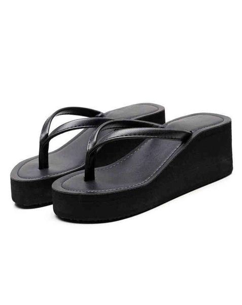 

beach shoes thick soled slippers women039s summer fashion wearing highheeled beach sandals flip flops and flip flops6010497, Black