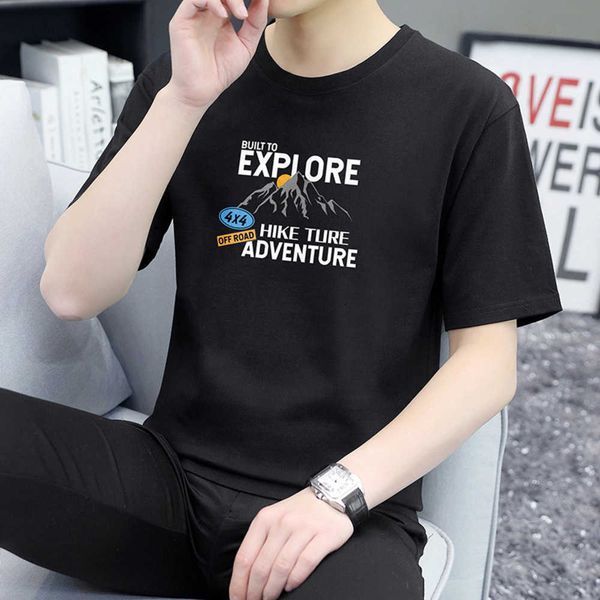 

summer t-shirt 2023 new short sleeved men's clothing for teenagers' ins trend loose casual thin pure cotton clothes, White;black