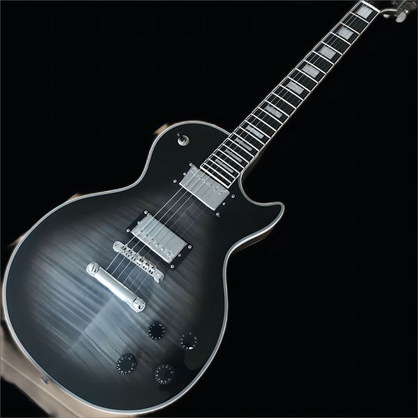 

black wood board, tiger board, black transparent electric guitar, electric guitar