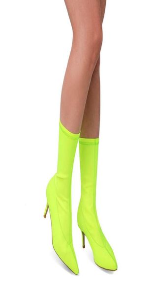 

2021 spring new sock boots for women high heel boots stretch fabric ankle boots shoes square heels women plus size6009168, Black