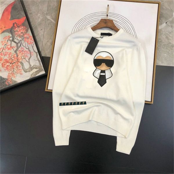 

designer sweater man for woman knit crow neck womens fashion letter black long sleeve clothes pullover oversized blue an20, White;black
