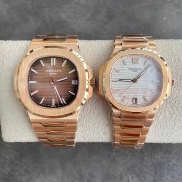 

luxury classic iced out wrist watches patas 40mm 5711 ultra thin 3k steel king 324sc movement noble polish bezel gift phippe lr7u, Slivery;brown
