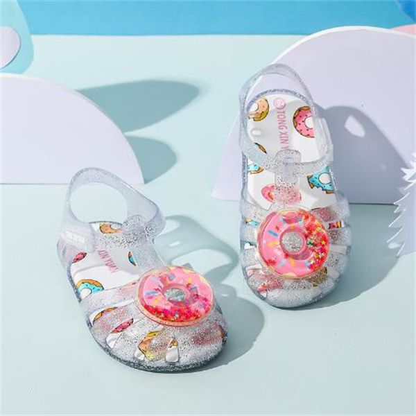 

summer new girls' sandals children's jelly shoes anti slip comfortable beach shoes cute korean princess shoes, Black;red