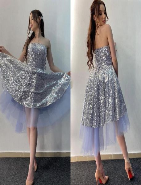 

sparkling sequins tulle tiered homecoming dresses strapless zipper back short prom party bride formal cocktail party dresses v803732401, Blue;pink
