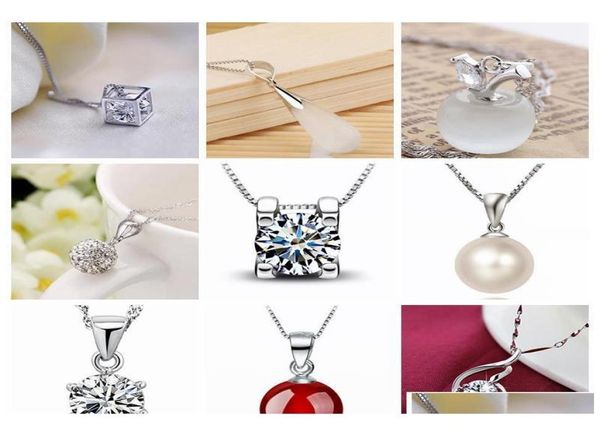 

45 styles 925 sterling silver pendant necklace without chain fashion charms pendants necklaces pearl crystal flower pendants jewel9201335