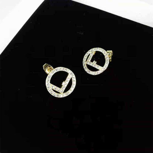 

50% off designer jewelry bracelet necklace ring full diamond earrings fashionable temperament versatile sweet ins style earrings, Golden