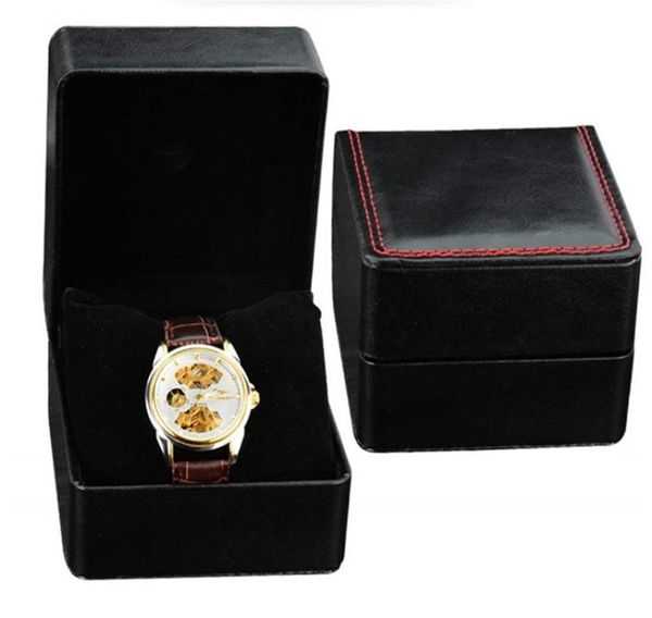 

fashion watch boxes pu leather watch case bracelet bangle jewelry wristwatch display cases with pillow storage box9383919, Black;blue
