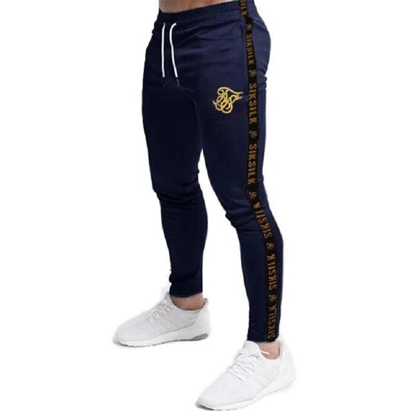 

pants men's highquality sik silk brand polyester trousers fiess casual trousers daily training fiess casual sports jogging pants, Black