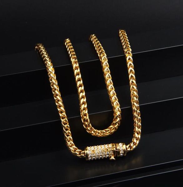 

30quot mens hip hop necklace iced out 6mm gold stainless steel cuban box chain link necklace rhinestone clasp7803899, Silver